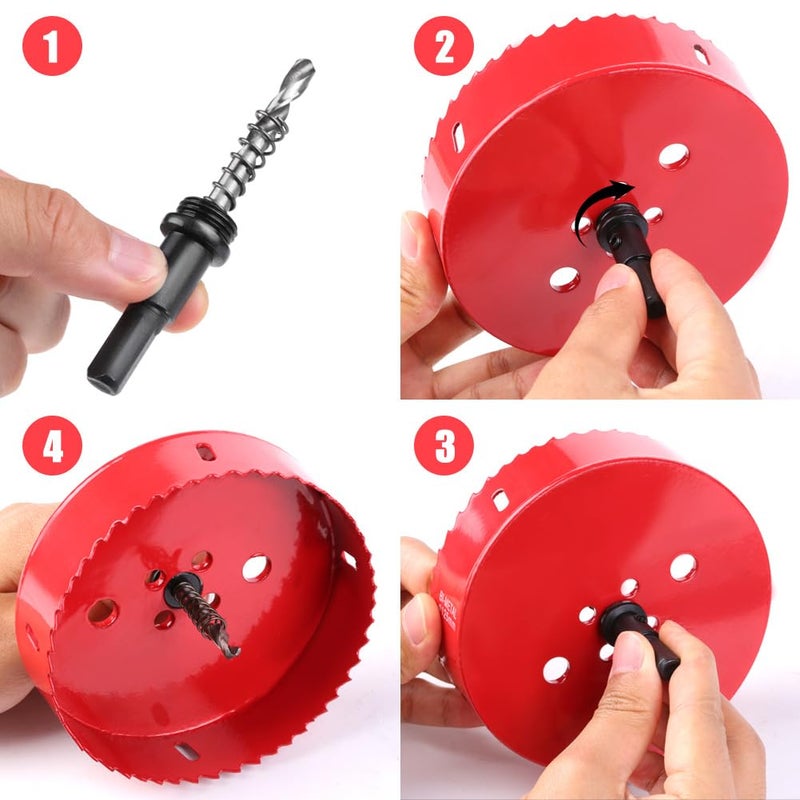 EMSTAR 4 Inch Hole Saw,M42 HSS Bi-Metal Hole Cutter, Triangular Shank Hole Saw Drill Bit with Spring for Wood, Plywood, Plastic, Gypsum Board, Various Thin Metal Sheets - Image 4